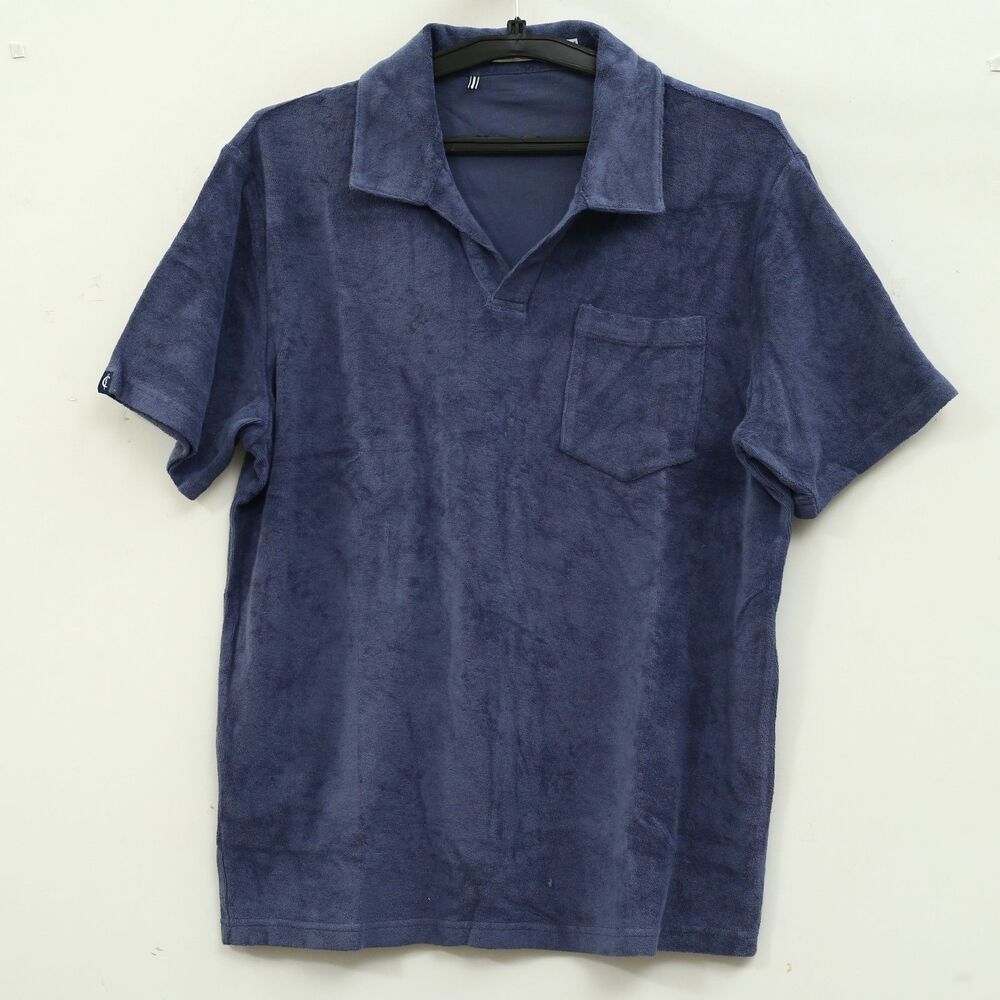 Criquet Terrycloth Polo Men's T-Shirt Short Sleeves Collared Solid L 291094